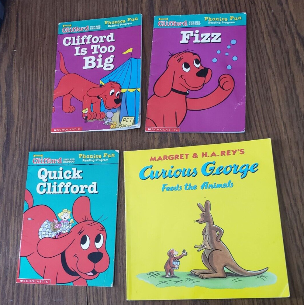 Clifford The Big Red Dog And Curious George Reading Books Lot Of 4